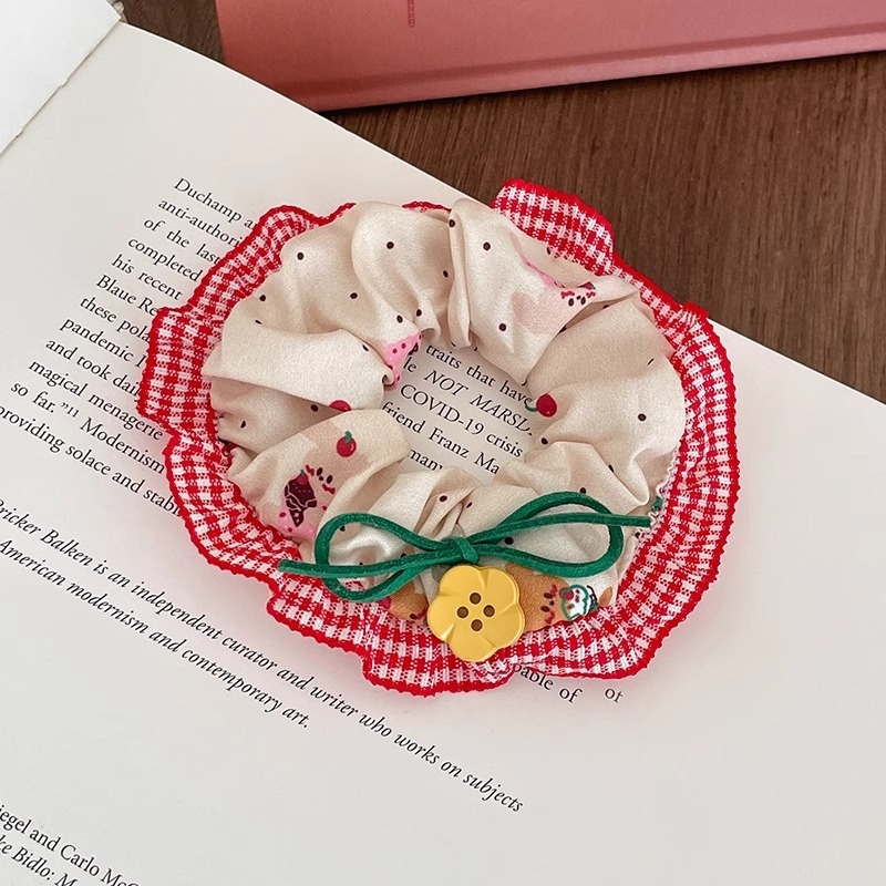 Women Daily Oversized High Elastic Lace Hair Scrunchie Elegant Floral