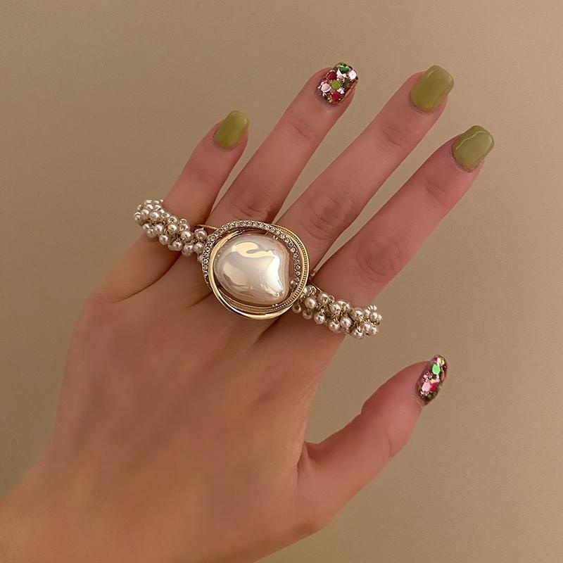 Women's Light Luxury Pearl Ponytail Hair Tie Platinum Inlay