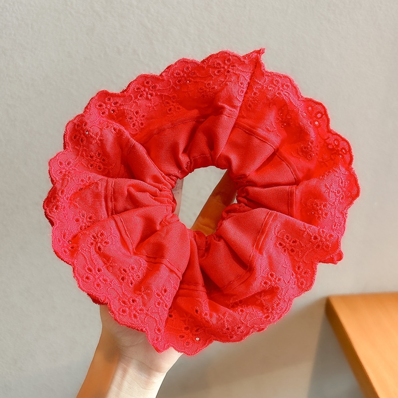 Women's Cloth Lace Scarf Scrunchie Daily Hair Tie Spring Tulip Floral