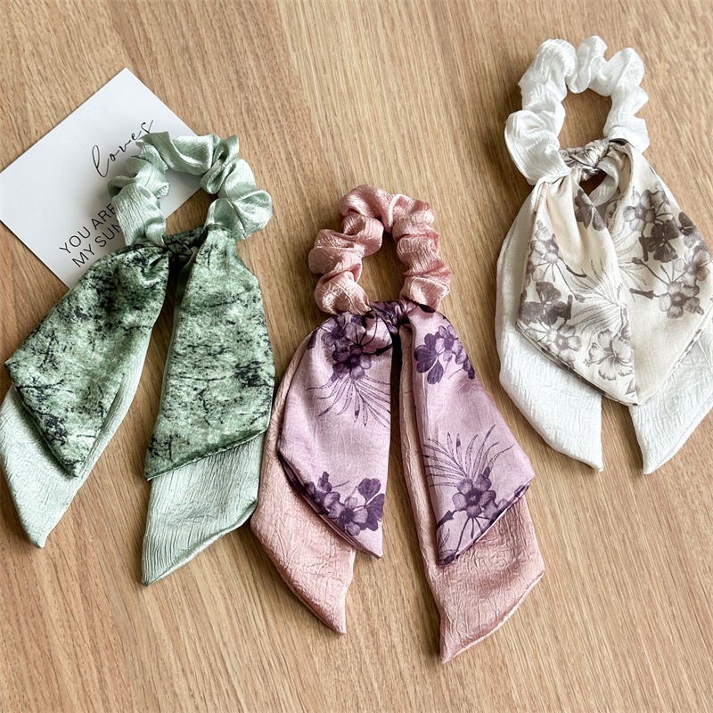 Women's Casual Satin Bow Hair Tie Elegant Butterfly Horse Print