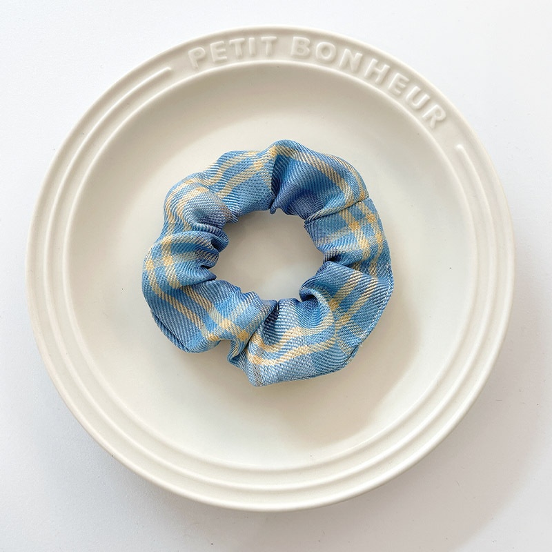 Women's Summer Fabric Scrunchie Pleated Plaid Leopard Hair Tie