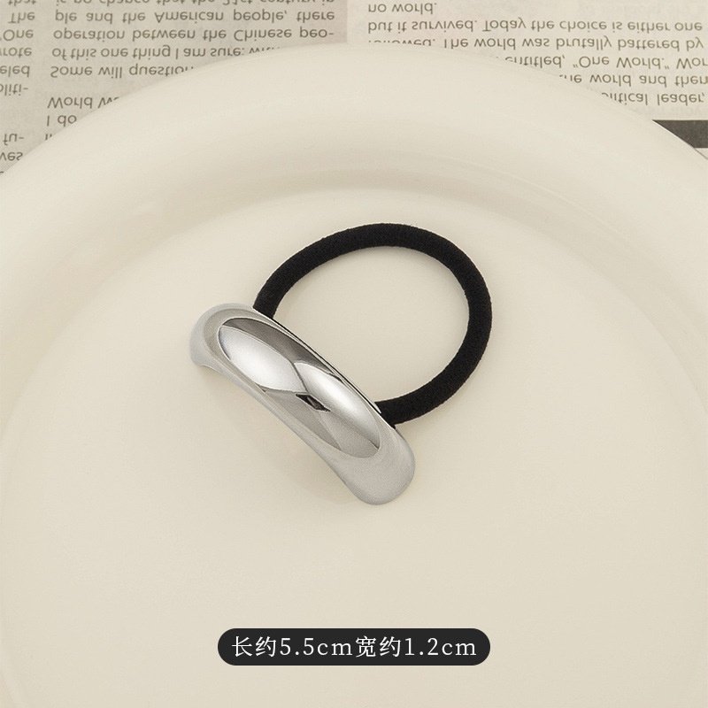 Women's Versatile Retro Alloy Elastic Hair Ties Round Cold Tone