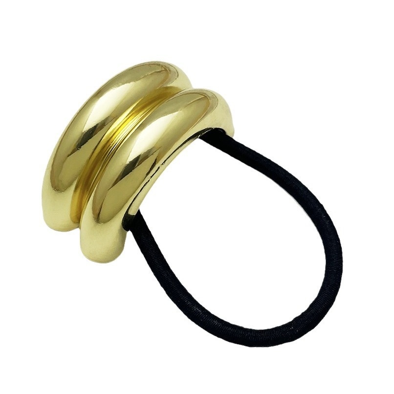 Women's Versatile Retro Alloy Elastic Hair Ties Round Cold Tone