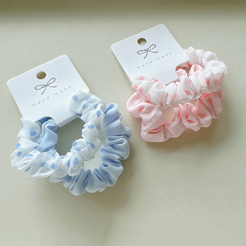 Girls Sweet Fabric Elastic Hair Scrunchies Candy Color Polka Dot