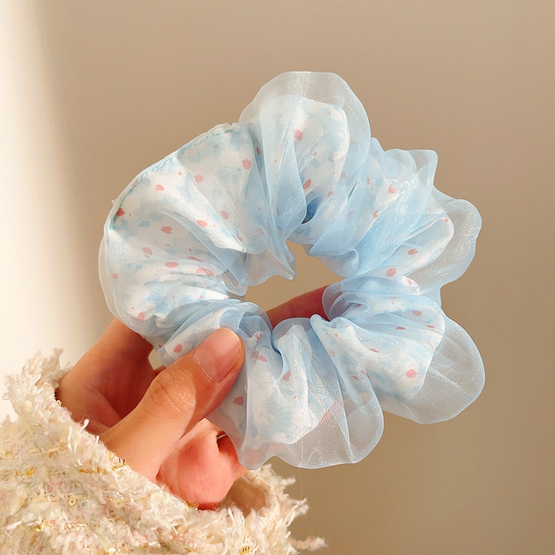 Women's Sweet Lace Ponytail Hair Tie Cloth Scrunchie Coral Lily Floral