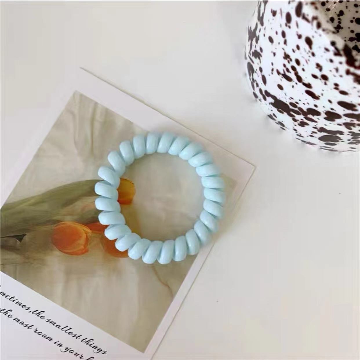 Girls Sweet Traceless Spiral Telephone Wire Hair Ties Candy Color