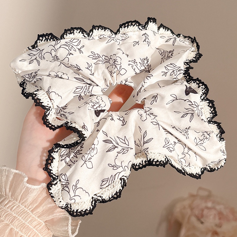 Women's Handmade Spring Ponytail Hair Scrunchie Checkered Fabric