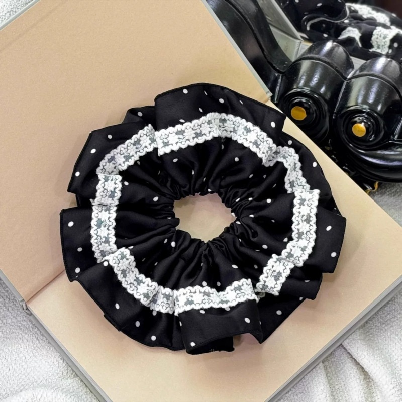 Women's High-End Large Cloth Bun Scrunchie Hair Tie Striped