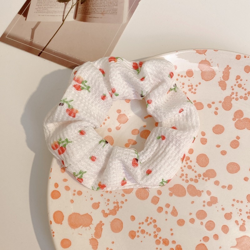 Women's Summer Fabric Scrunchie Pleated Plaid Leopard Hair Tie