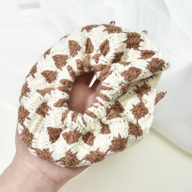 Women's Handmade Knitted Wool Ponytail Hair Tie Floral Butterfly Knot