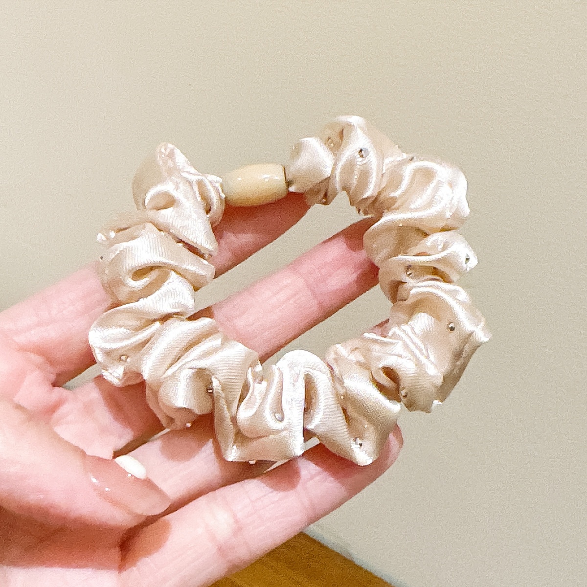 Women's Elegant Satin Hair Ties Party Elastic Hotfix Rhinestone Bands