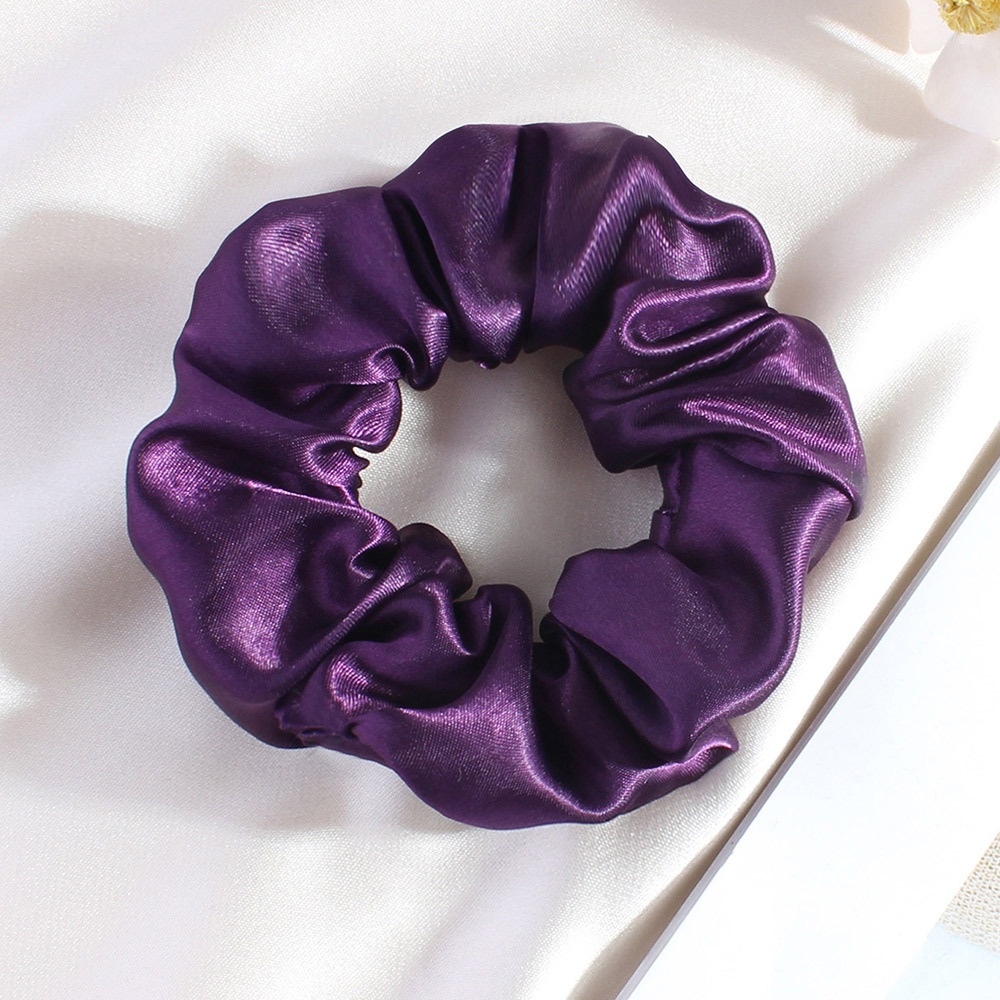 Women's Elegant Summer French Satin Hair Scrunchie Solid Purple