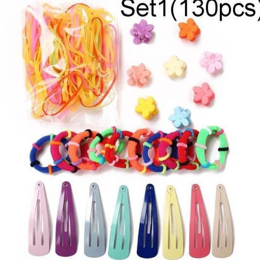 Girls Cute Hair Accessories Set Rubber Band Ties Simple Knitted Petals