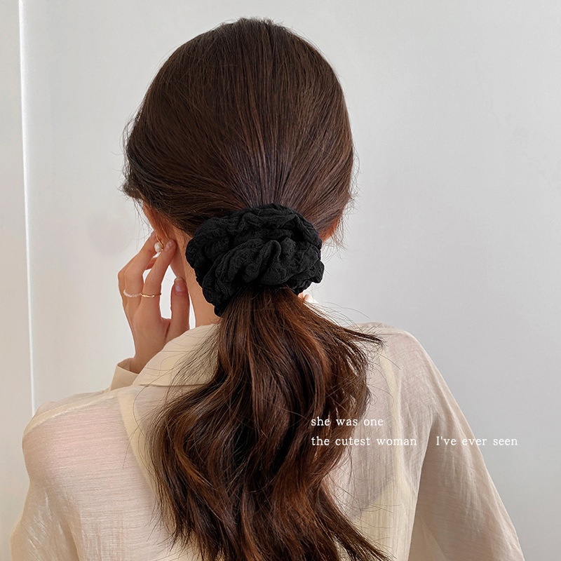 Women's Fairy Style Cloth Cream Puff Hair Tie Ponytail Holder Solid Color