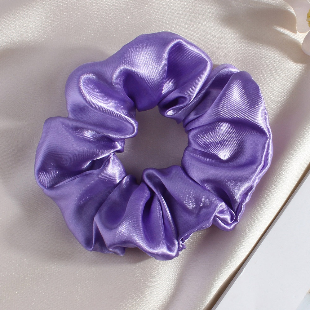 Women's Elegant Summer French Satin Hair Scrunchie Solid Purple