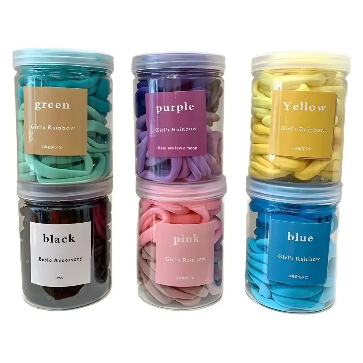 Women's Stretch Nylon High Ponytail Hair Ties 50pcs Sweet Candy Color