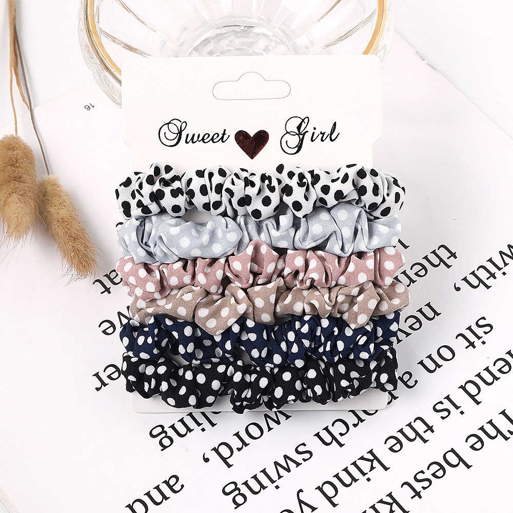 Women's Everyday Pleated Fabric Hair Tie Solid Leopard Polka Dot