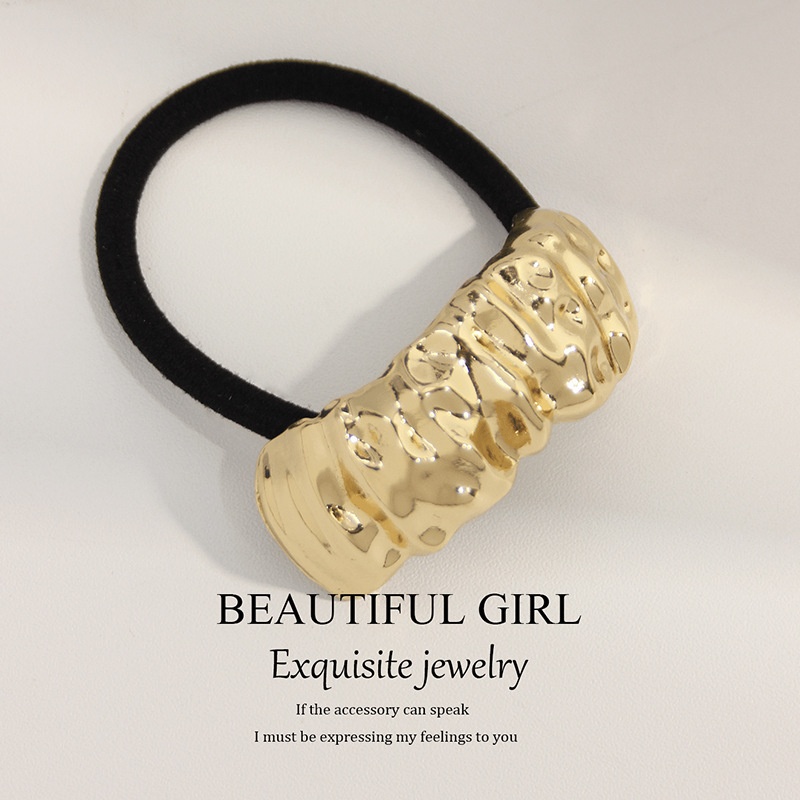 Women's Versatile Retro Alloy Elastic Hair Ties Round Cold Tone