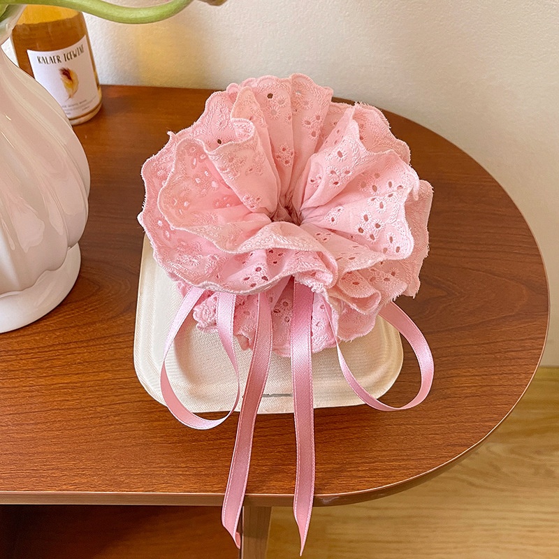 Women's Handmade Spring Ponytail Hair Scrunchie Checkered Fabric