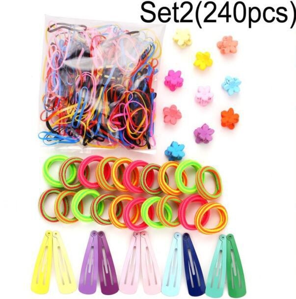 Girls Cute Hair Accessories Set Rubber Band Ties Simple Knitted Petals
