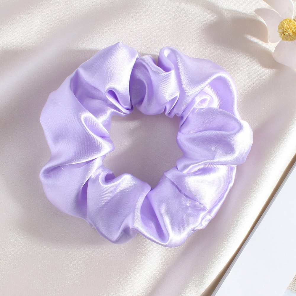 Women's Elegant Summer French Satin Hair Scrunchie Solid Purple
