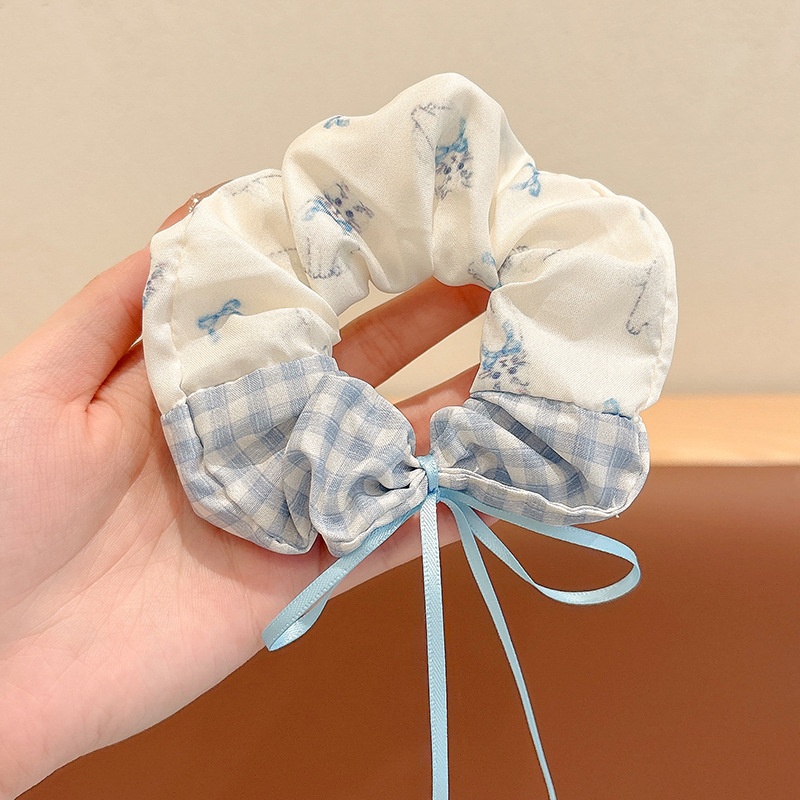 Women Daily Oversized High Elastic Lace Hair Scrunchie Elegant Floral