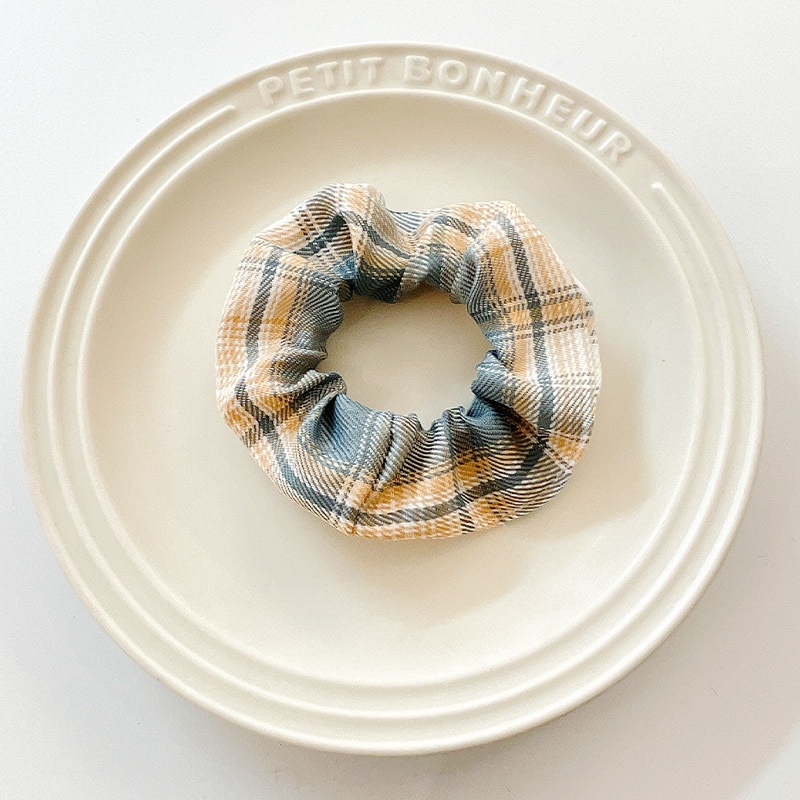 Women's Summer Fabric Scrunchie Pleated Plaid Leopard Hair Tie