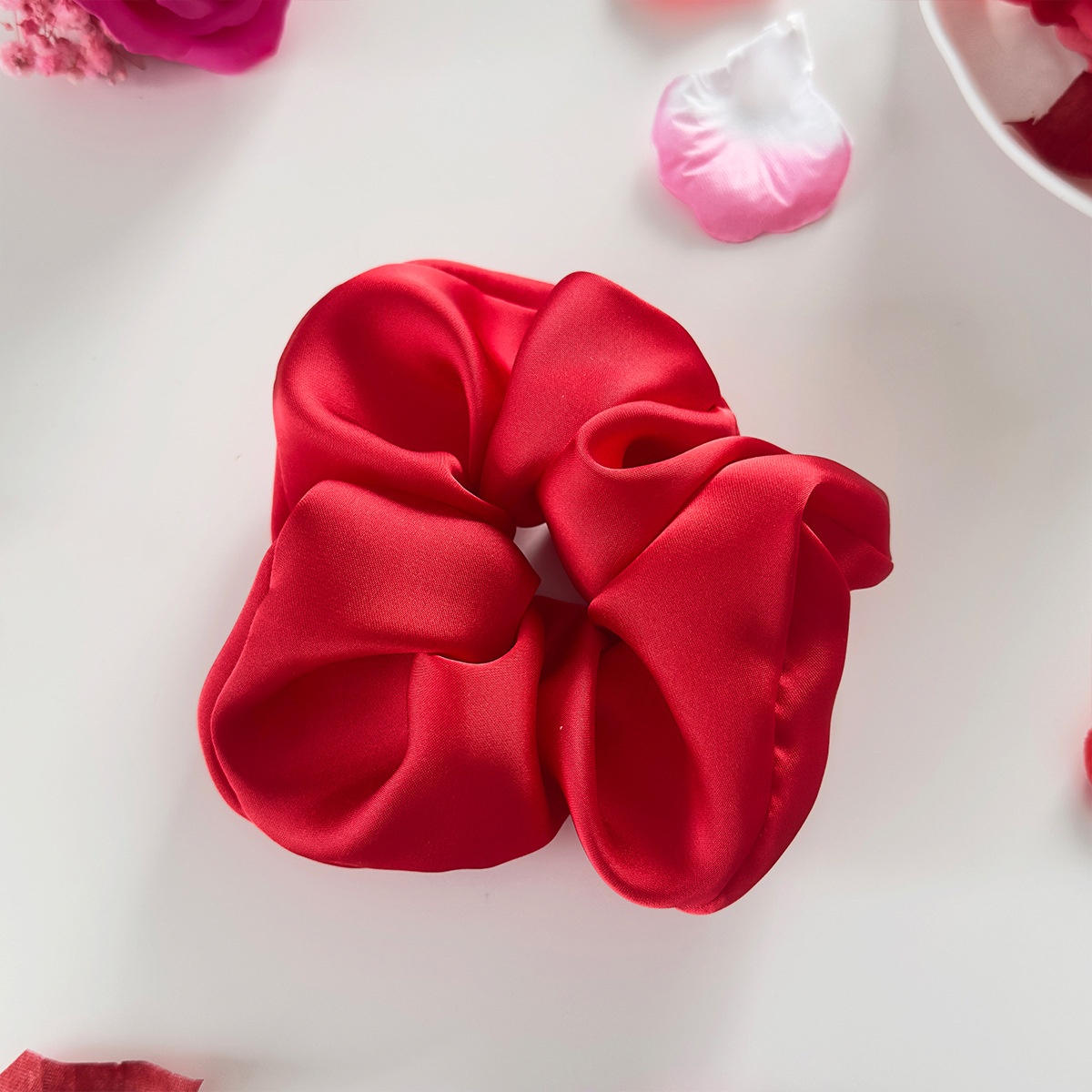 Women's Valentine Cloth Elastic Hairband Red White Beige Heart