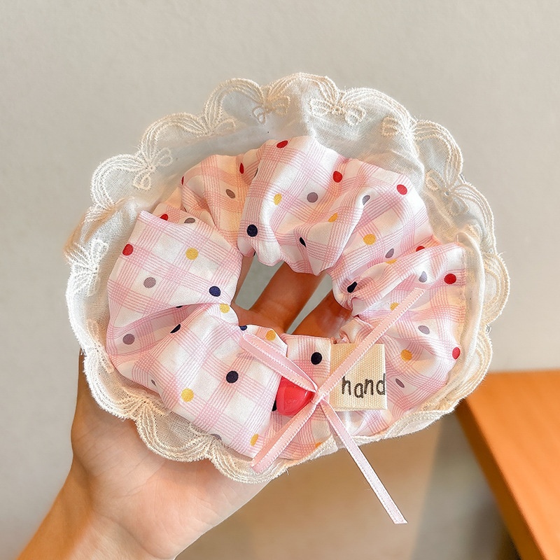 Women's Cloth Lace Scarf Scrunchie Daily Hair Tie Spring Tulip Floral