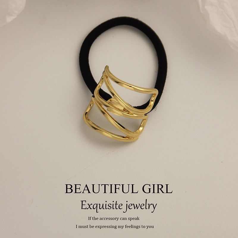 Women's Versatile Retro Alloy Elastic Hair Ties Round Cold Tone