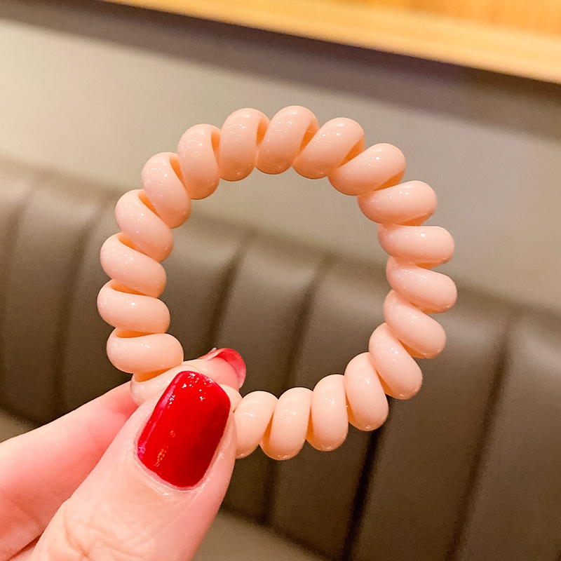 Girls Sweet Traceless Spiral Telephone Wire Hair Ties Candy Color