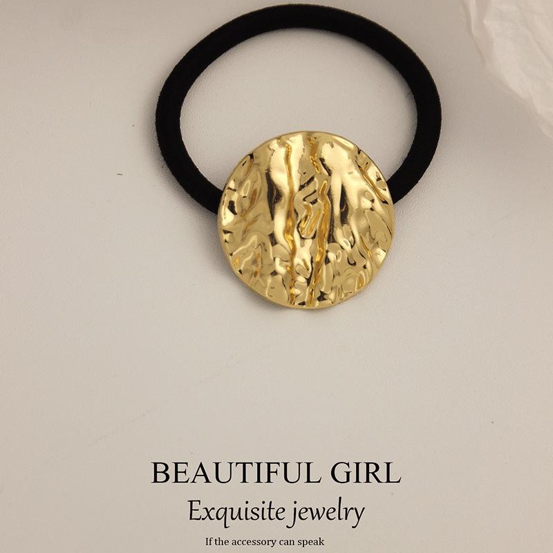 Women's Versatile Retro Alloy Elastic Hair Ties Round Cold Tone
