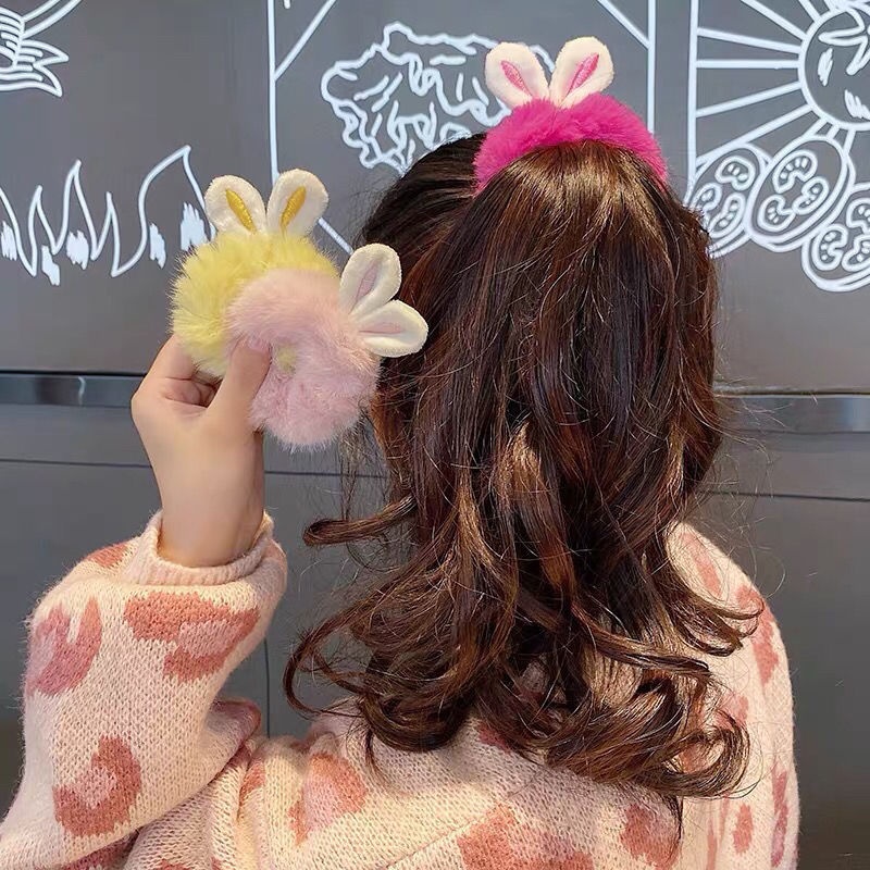Women's Daily Plush Hair Tie Cute Fashion Bunny Ears Scrunchie