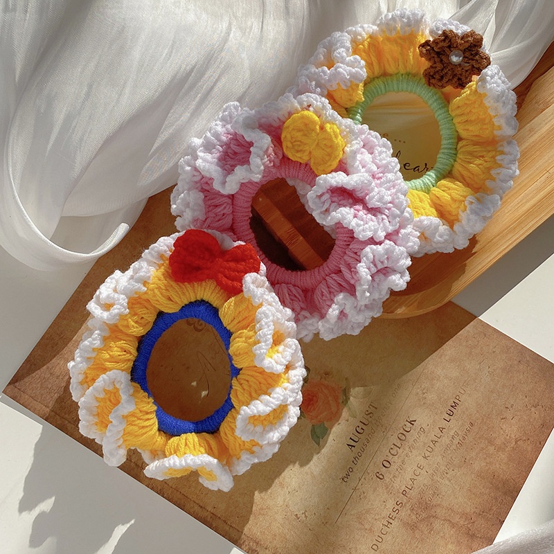 Women's Winter Hand Knitted Yarn Elastic Hair Tie British Retro Style