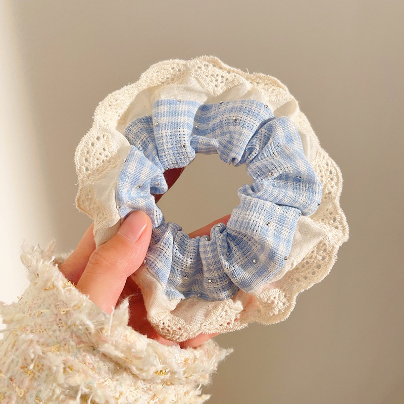 Women's Sweet Lace Ponytail Hair Tie Cloth Scrunchie Coral Lily Floral