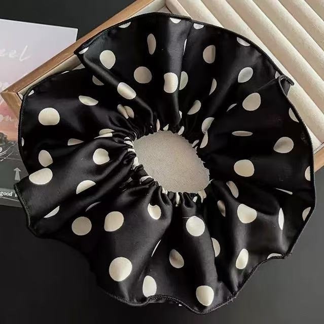 Women's High-End Large Cloth Bun Scrunchie Hair Tie Striped