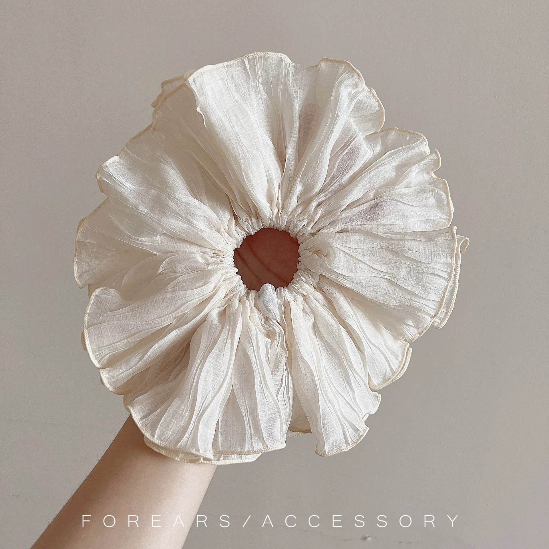 Women Spring Summer Cloth Hair Scrunchie Tie Romantic Polka Dot Lace