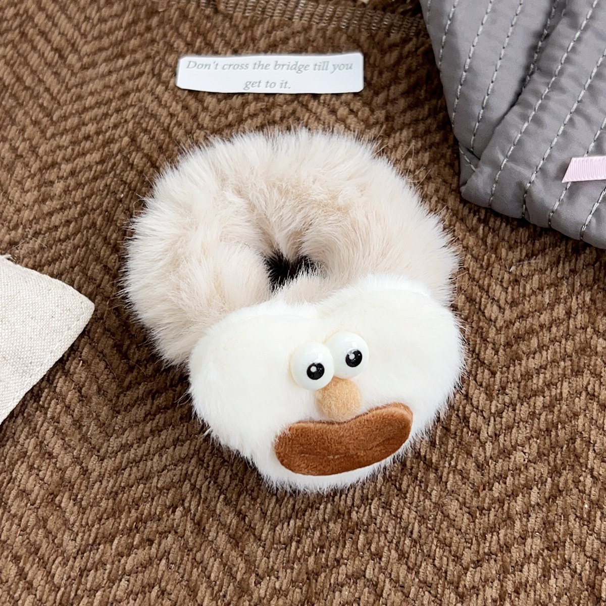 Women's Daily Winter Plush Hair Scrunchie Cute Bear Heart Bowknot