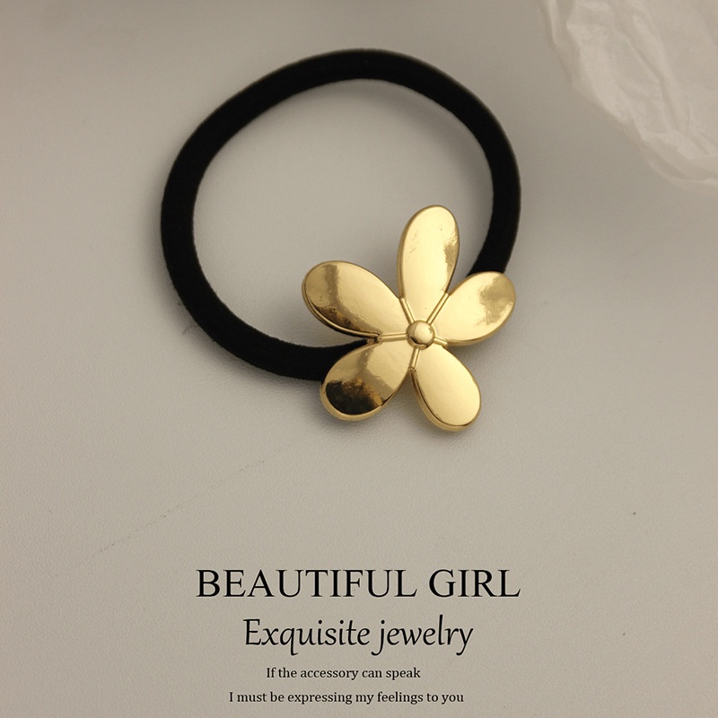 Women's Versatile Retro Alloy Elastic Hair Ties Round Cold Tone