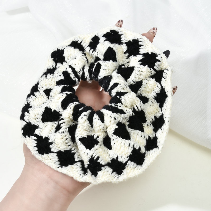 Women's Handmade Knitted Wool Ponytail Hair Tie Floral Butterfly Knot