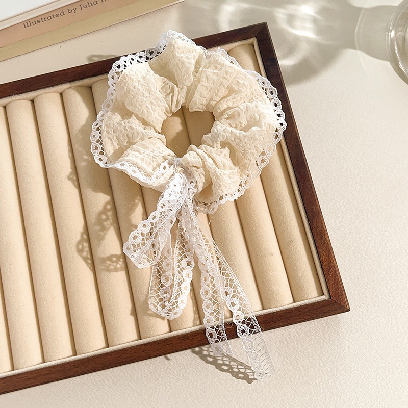 Women's Daily Sweet Rib-Knit Lace Hair Tie Solid Flower Lattice