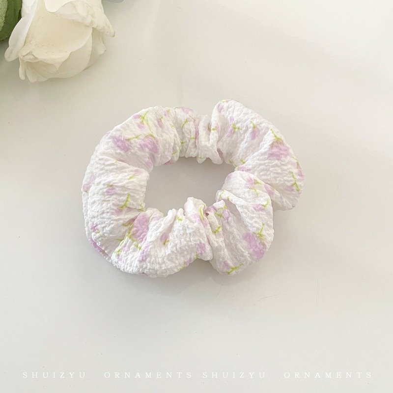 Women Daily Oversized High Elastic Lace Hair Scrunchie Elegant Floral