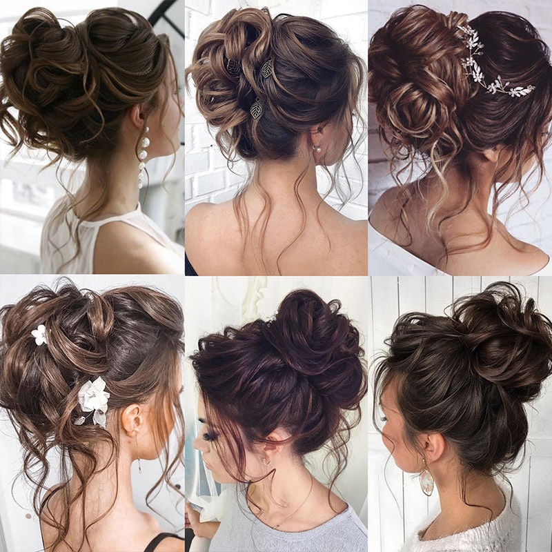Women Daily Updo Messy Bun Hair Ring High Temp Silk Natural Texture