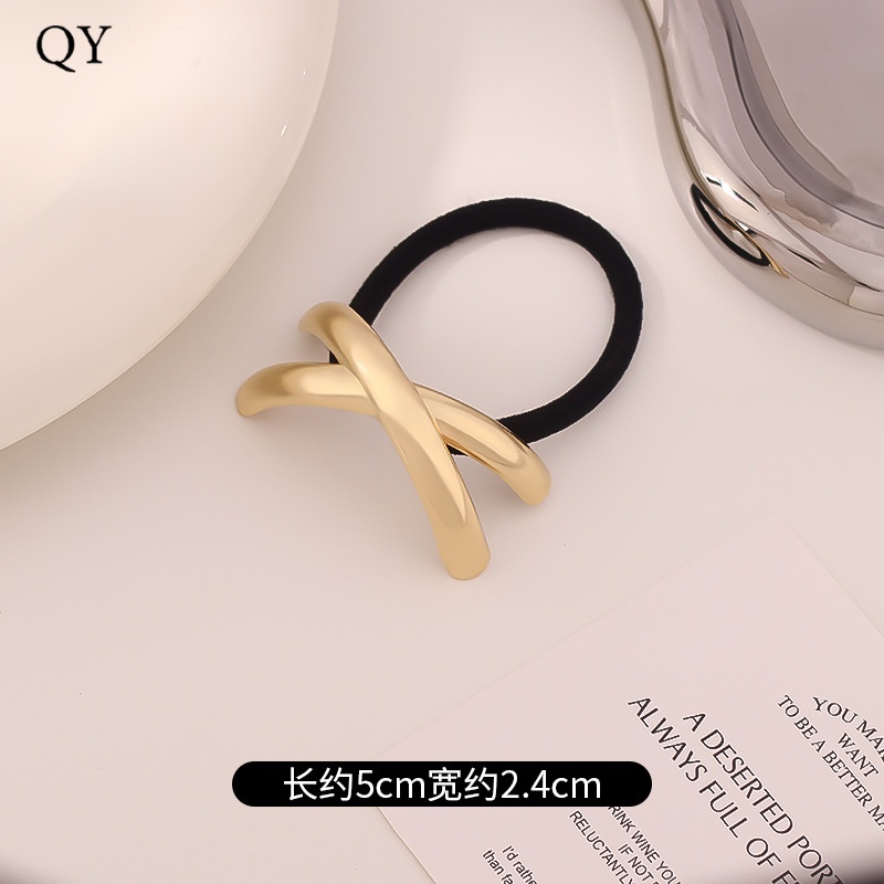 Women's Versatile Retro Alloy Elastic Hair Ties Round Cold Tone