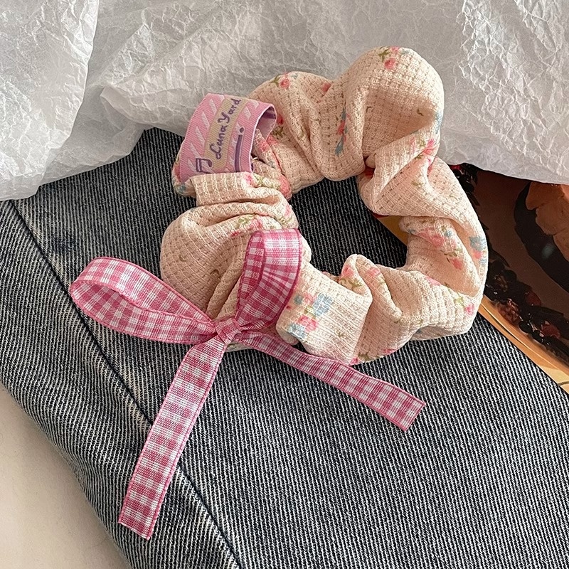 Women Daily Oversized High Elastic Lace Hair Scrunchie Elegant Floral