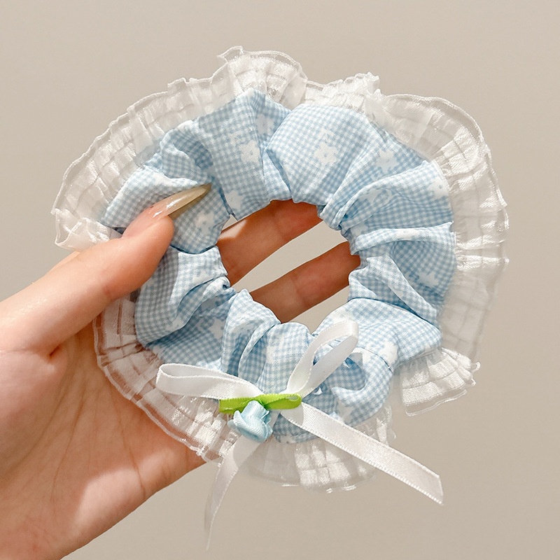 Women's Sweet Bun Scrunchie Hair Tie Multi-layer Lace Knit Cloth