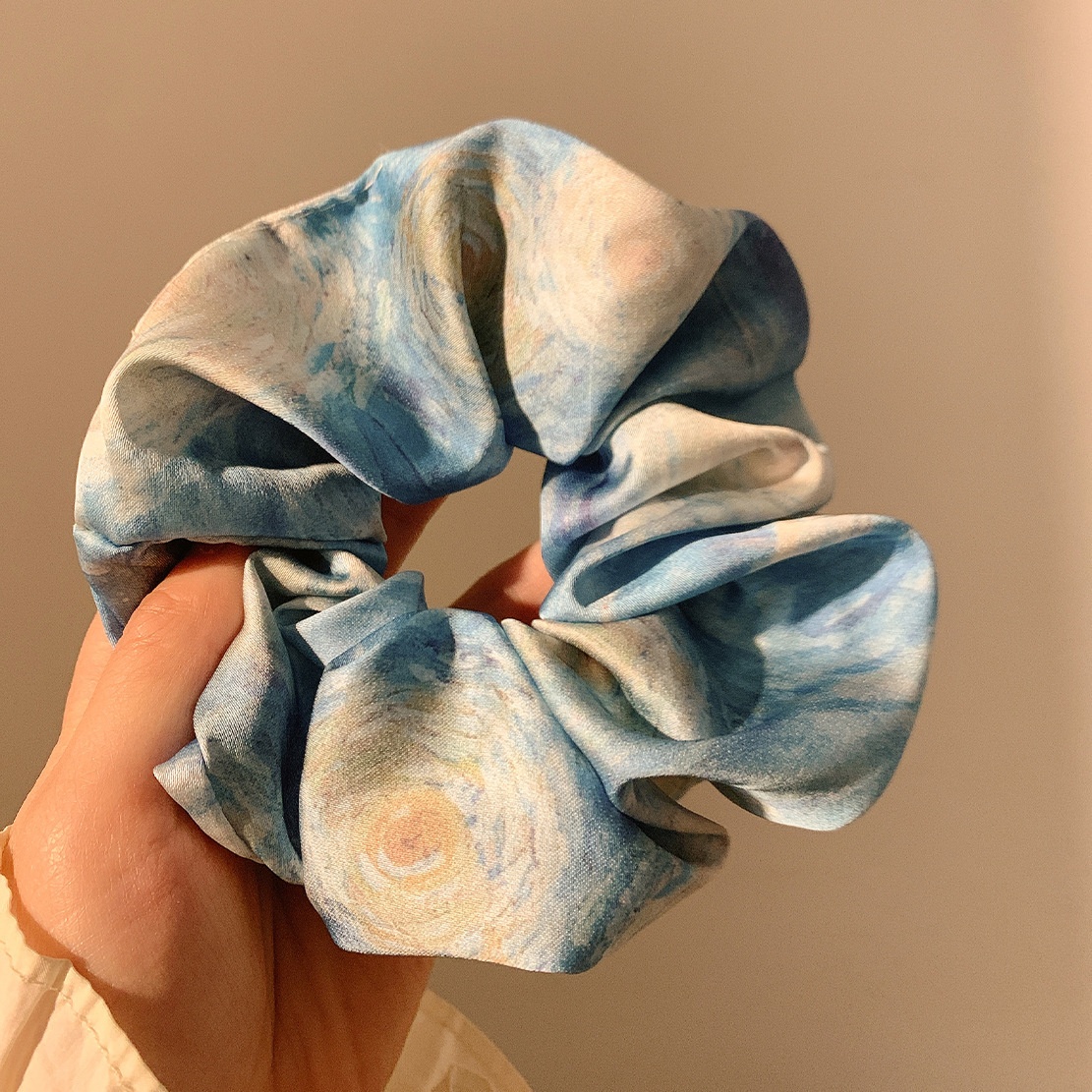 Women's Handmade Spring Ponytail Hair Scrunchie Checkered Fabric