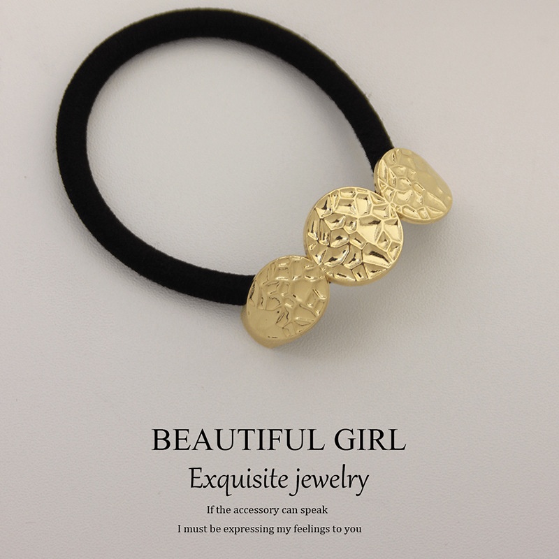 Women's Versatile Retro Alloy Elastic Hair Ties Round Cold Tone