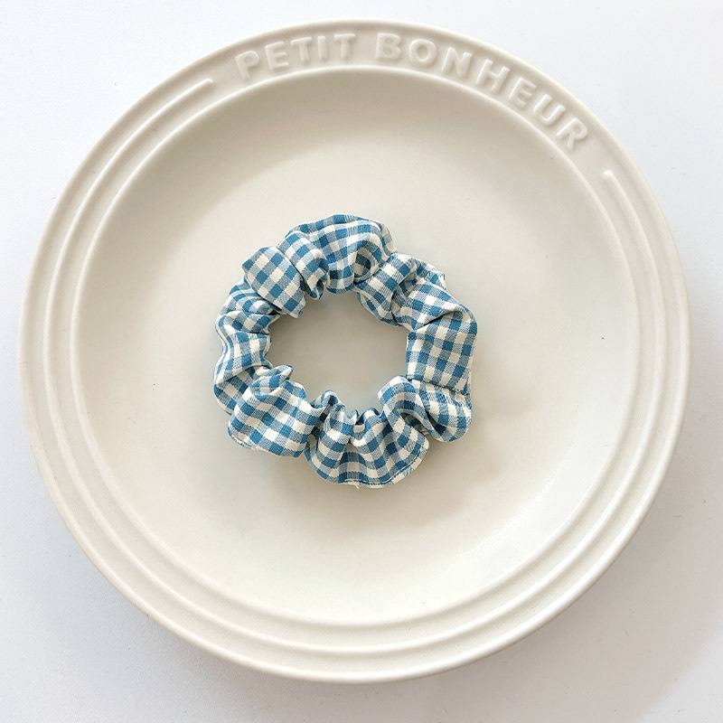 Women's Summer Fabric Scrunchie Pleated Plaid Leopard Hair Tie