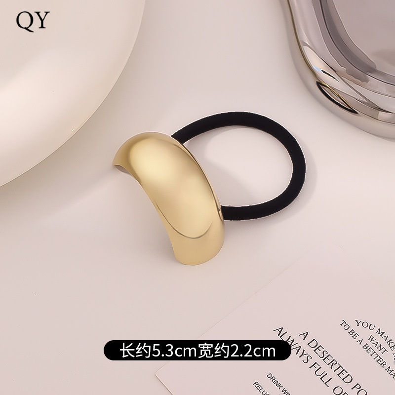 Women's Versatile Retro Alloy Elastic Hair Ties Round Cold Tone